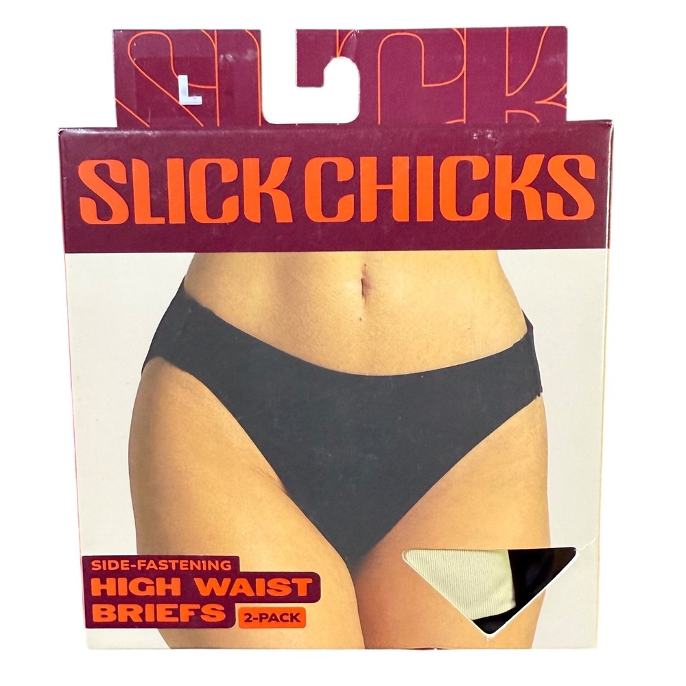 Slick‎ Chicks High Waist Briefs 2 Pack Black Blue Size L Side Fastening